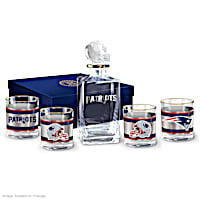 New England Patriots Five-Piece Decanter And Glasses Set