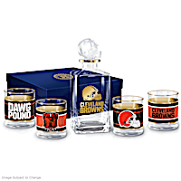 Cleveland Browns Five-Piece Decanter And Glasses Set