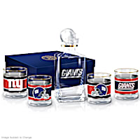 New York Giants Five-Piece Decanter And Glasses Set