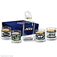 New York Jets Five-Piece Decanter And Glasses Set