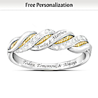"United In Love" Name-Engraved Infinity Diamond Ring