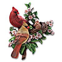 "Cozy Cardinals Springtime" Wall Sculpture