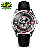BATMAN Stainless Steel Men's Watch With Black Leather Strap