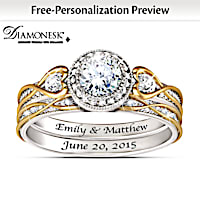 "Endless Love" Diamonesk Bridal Rings With Custom Engraving