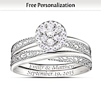 Personalized "Love's Embrace" Diamond Bridal Ring Set