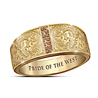 "Pride Of The West" Whiskey-Colored Diamond Engraved Ring