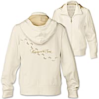 "Footprints In The Sand" Women's Hoodie With Poem On Lining