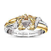 U.S. Navy Diamond Embrace Ring With Sculpted Navy Emblem