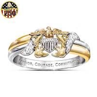 Women's U.S. Navy Diamond Embrace Ring With Sculpted Navy Emblem