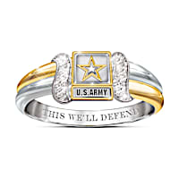 U.S. Army Diamond Embrace Ring With Sculpted Army Emblem