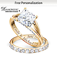 5.5-Carat 18K Gold-Plated Sterling Personalized Bridal Rings