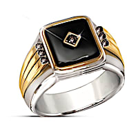 7 Genuine Black Sapphires Black Label Ring