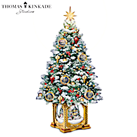 Thomas Kinkade Illuminated Musical Snowglobe Tabletop Tree