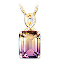 Sunset Oasis Ametrine And Diamond Pendant Necklace