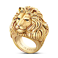"Heart Of A Lion" 24K Gold Ion-Plated Men's Sapphire Ring