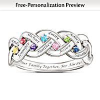 "Together For Always" Engraved Birthstone Family Ring