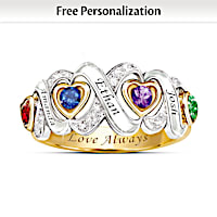 "Always My Family" Engraved Personalized Birthstone Ring