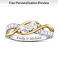 "The Two Of Us" Personalized White Topaz Ring