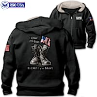 "Because Of The Brave" Men's Hoodie With Patriotic Art