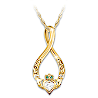 "Infinity" Claddagh Gemstone Pendant Necklace