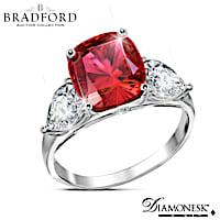 "Rare Sunrise" Diamonesk Created Ruby Ring