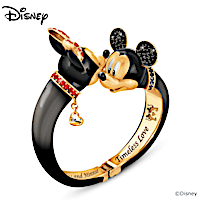 Mickey  Mouse And Minnie Mouse Crystal Bangle Bracelet