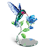 "Nature's Delicate Dance" Crystal Hummingbird Sculpture