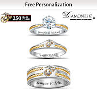 USMC His & Hers Personalized Wedding Ring Set