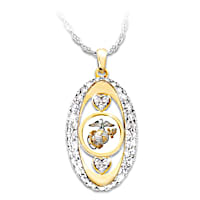 USMC "Always Faithful" Crystal Pendant Necklace