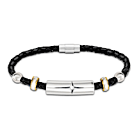 Protection And Strength Daughter Diamond Leather Bracelet