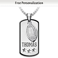 "Sports Star" Name-Engraved Dog Tag Pendant For Grandsons