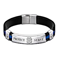 "In The Line Of Duty" Police Officer Leather Bracelet