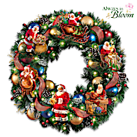 Dona Gelsinger "Santa's Busy Season" Illuminated Wreath