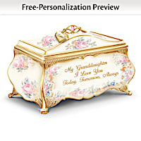 Granddaughter Porcelain Music Box With Name-Engraved Charm