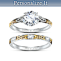 Irish Trinity Knot Her Personalized Bridal Ring Set