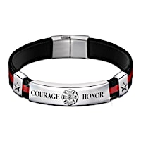 "In The Line Of Duty" Firefighter Men's Leather Bracelet