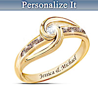 "Indulge In Love" Personalized Mocha And White Diamond Ring