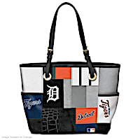 Detroit Tigers Patchwork Tote Bag With Team Logos