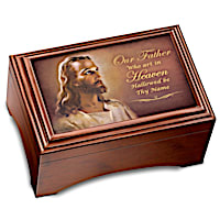 The Lord's Prayer Holy Land Olive Wood Cross And Music Box