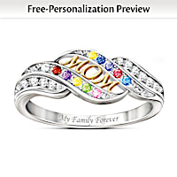 "Mom's Blessings" Personalized Crystal Birthstone Ring