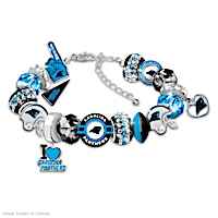 "Fashionable Fan" Panthers Beaded Charm Bracelet