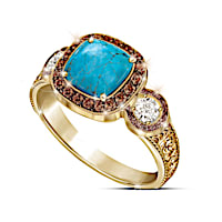 "Country Beauty" Women's Mocha Diamond And Turquoise Ring