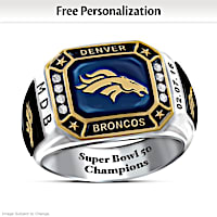 Super Bowl 50 Champions Broncos Personalized Men's Ring