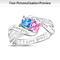 Birthstone Together Cheek To Cheek Personalized Ring