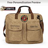 USMC Personalized Canvas Messenger Tote Bag With Name