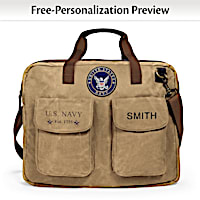 U.S. Navy Personalized Canvas Messenger Tote Bag With Name