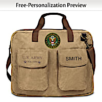 U.S. Army Personalized Canvas Messenger Tote Bag With Name