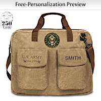 U.S. Army Personalized Canvas Messenger Tote Bag With Name