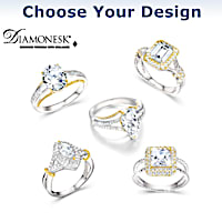 Touch Of Gold Women's Diamonesk Ring: Choice Of 5 Designs