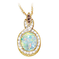 "Queen of Gems" Ethiopian Opal And Diamond Pendant Necklace